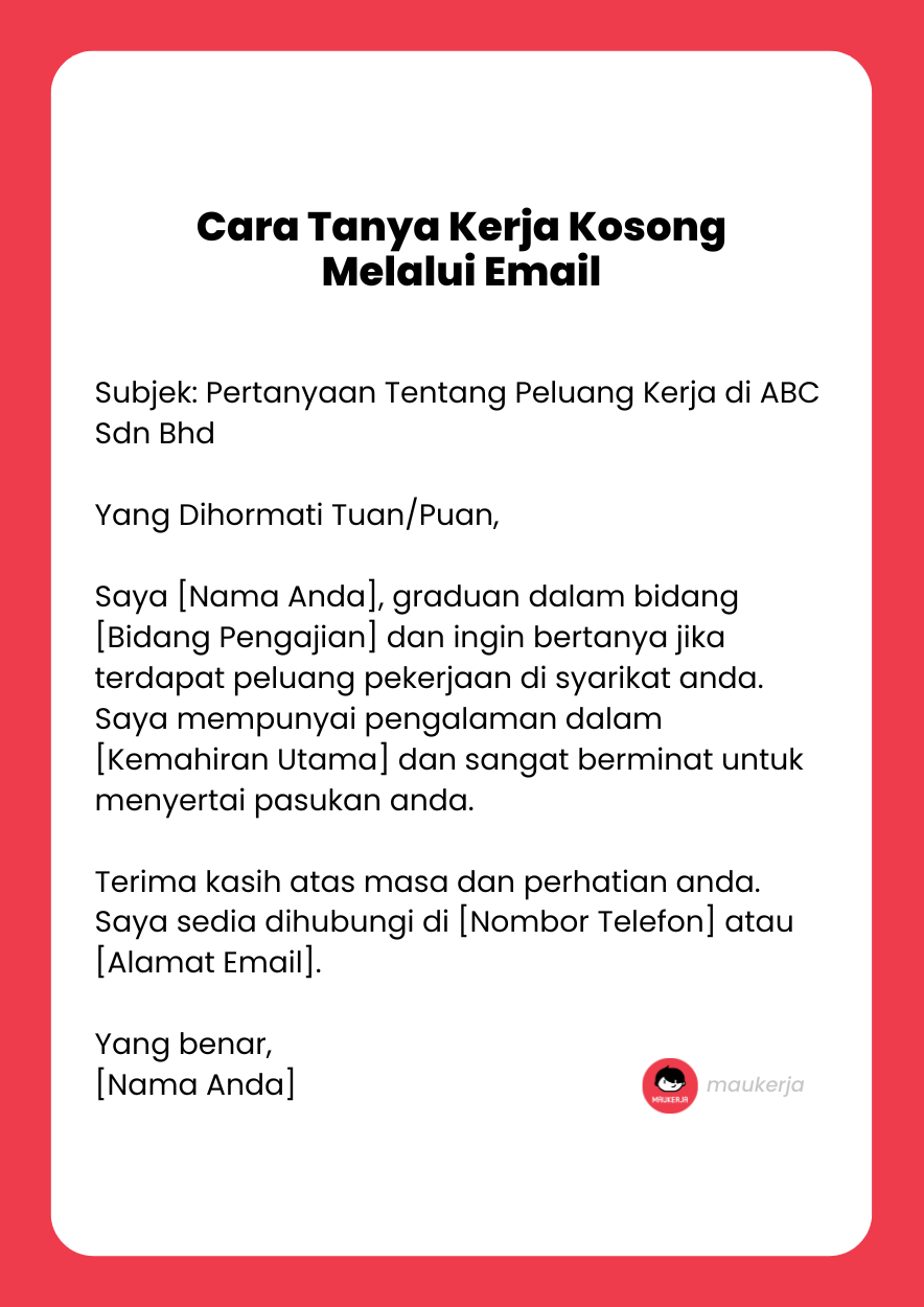 Cara Tanya Kerja Kosong Melalui Email